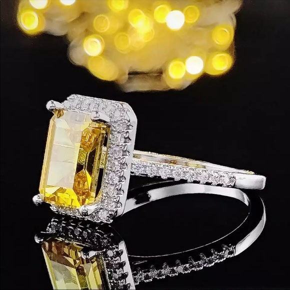 New Luxury 925 Silver Beautiful Women’s Citrine Ring - Picture 5 of 6